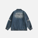 Embroidery Star Patchwork Washed Denim Jacket
