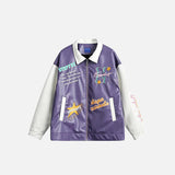 PU Leather Motorcycle Varsity Jacket