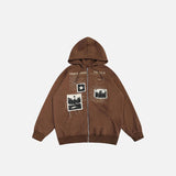 Y2K Retro Patches Letter Print Hoodie
