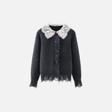 Women Y2K Lace Patchwork Knitted Cardigan