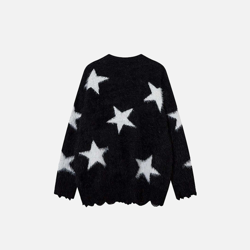 Y2K Star Distressed Sweater
