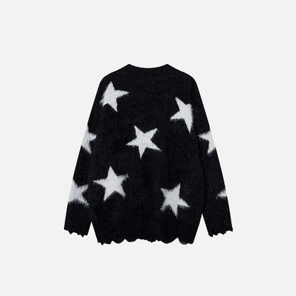 Y2K Star Distressed Sweater