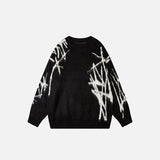 Front view of the black Loose Gothic Warm Sweater in a gray background