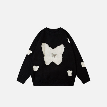 Butterfly Embroidery Loose Sweater