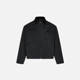 Front view of the black Y2k Loose Retro Solid Jacket in a gray background 