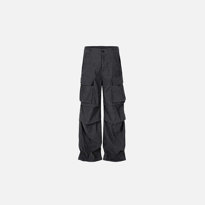 Front view of the grey Adventure Utility Cargo Pants in a gray background