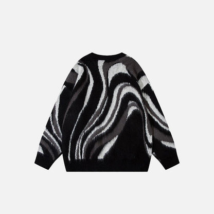 Loose Contrast Print Sweater