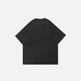 Back view of the black Gothic Castle Graphic T-shirt in a gray background 