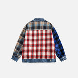 Vintage Plaid Loose Denim Jacket