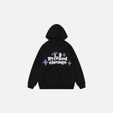 Front view of the black Refused Change Graphic Hoodie in a gray background