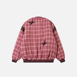 Plaid Star Print Varsity Jacket