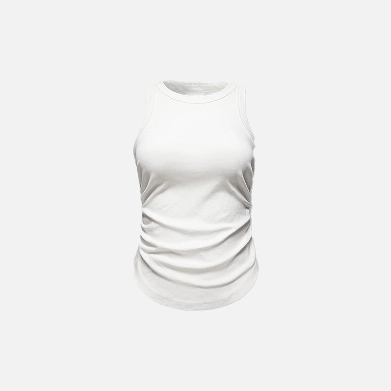 Front view of the white Washed Solid Color Women Top in a gray background