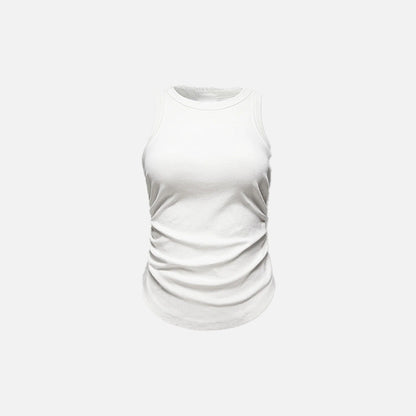 Front view of the white Washed Solid Color Women Top in a gray background