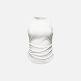 Front view of the white Washed Solid Color Women Top in a gray background