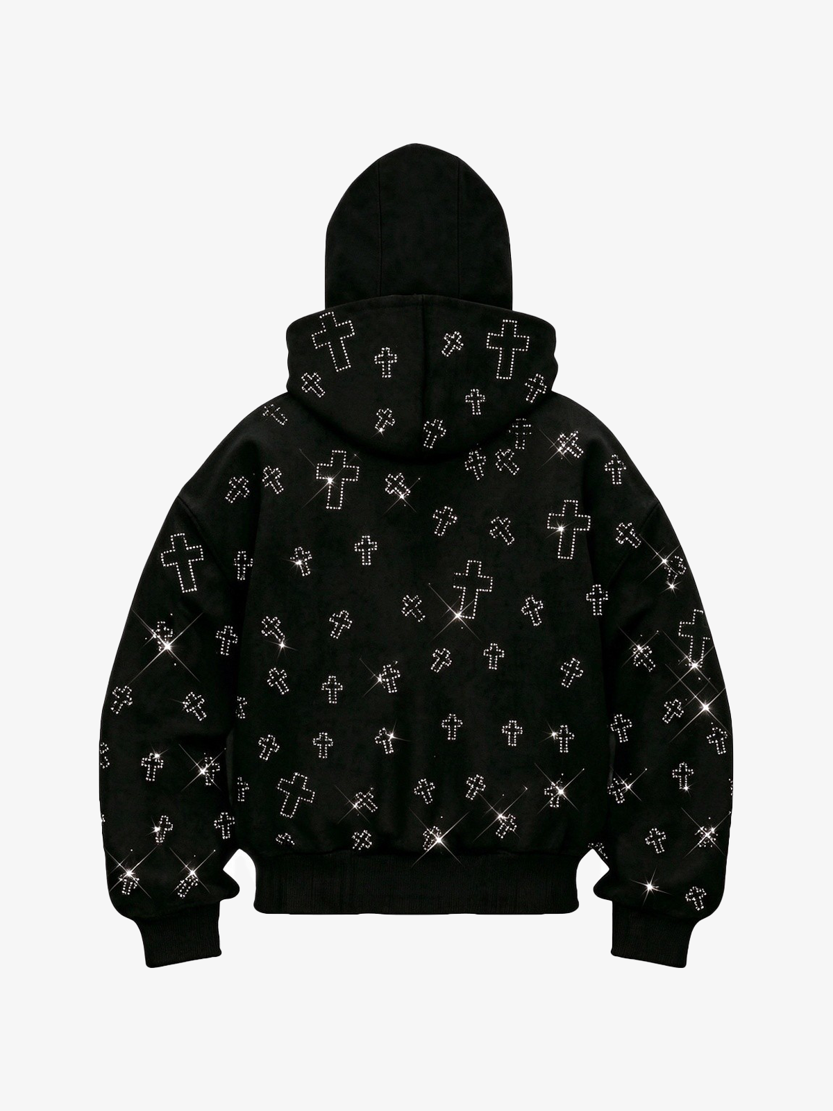 Rhinestone Cross Masked Sweatshirt