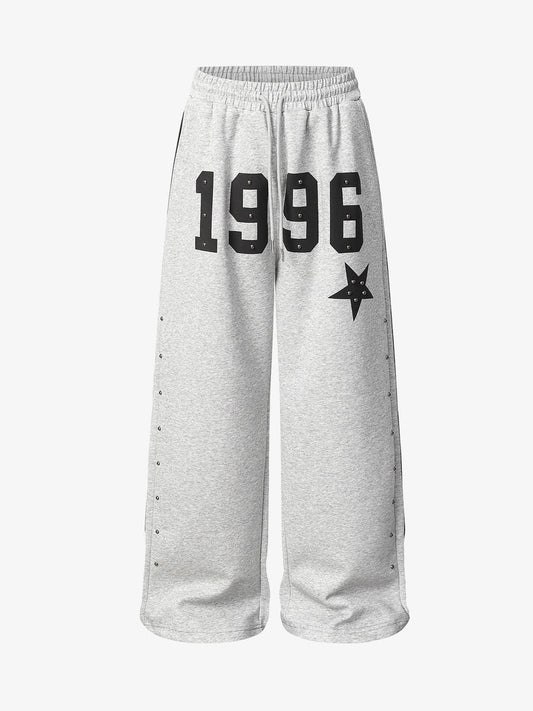 1996 Studded Graphic Wide-Leg Sweatpants; Flower Ash / M, Flower Ash / L, Flower Ash / XL, Flower Ash / 2XL