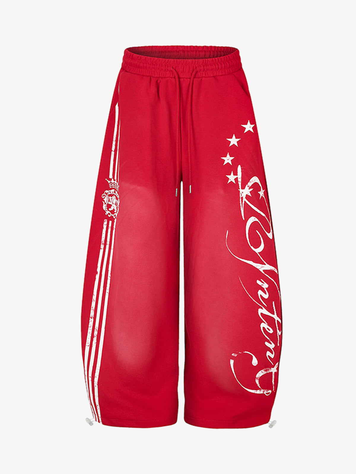 Letter Graphic Wide-Leg Sweatpants; Red / S, Red / M, Red / L, Red / XL