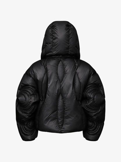 Sculpted Quilted Oversized-Hood Padded Coat