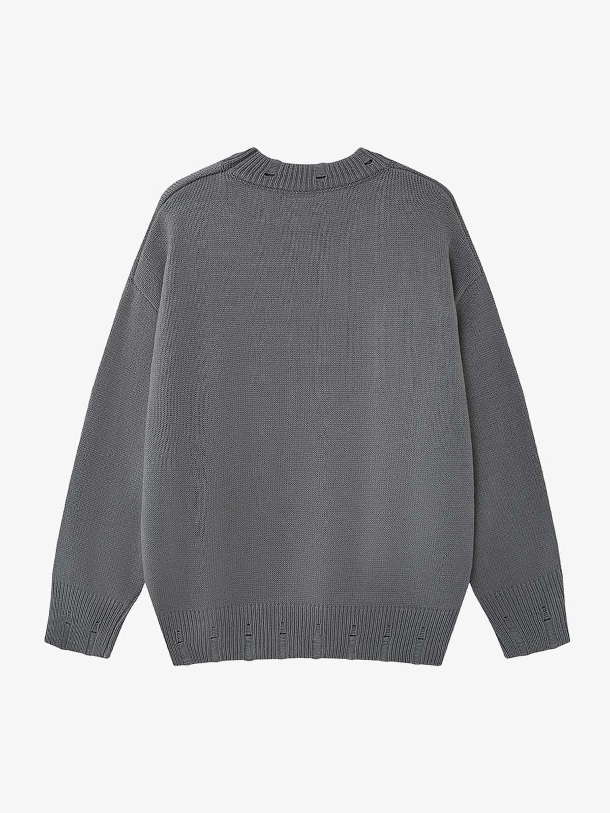 Skull Skeleton Graphic Knit Sweater; Gray / S, Gray / M, Gray / L, Gray / XL
