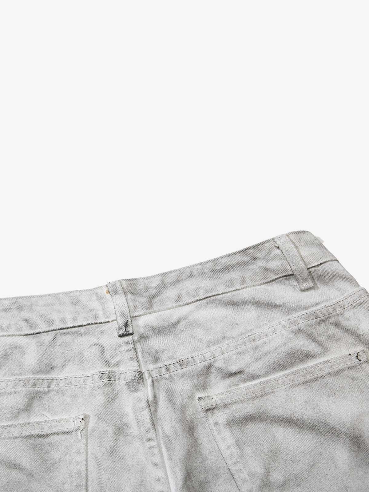 Heavy-duty Waxed Flared Jeans; White / S, White / M, White / L, White / XL, White / 2XL