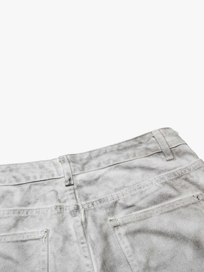 Heavy-duty Waxed Flared Jeans; White / S, White / M, White / L, White / XL, White / 2XL