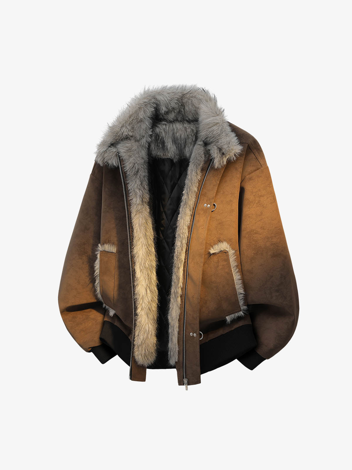 Faux-Fur Collar Padded Jacket; Coffee / M, Coffee / L, Coffee / XL, Coffee / 2XL