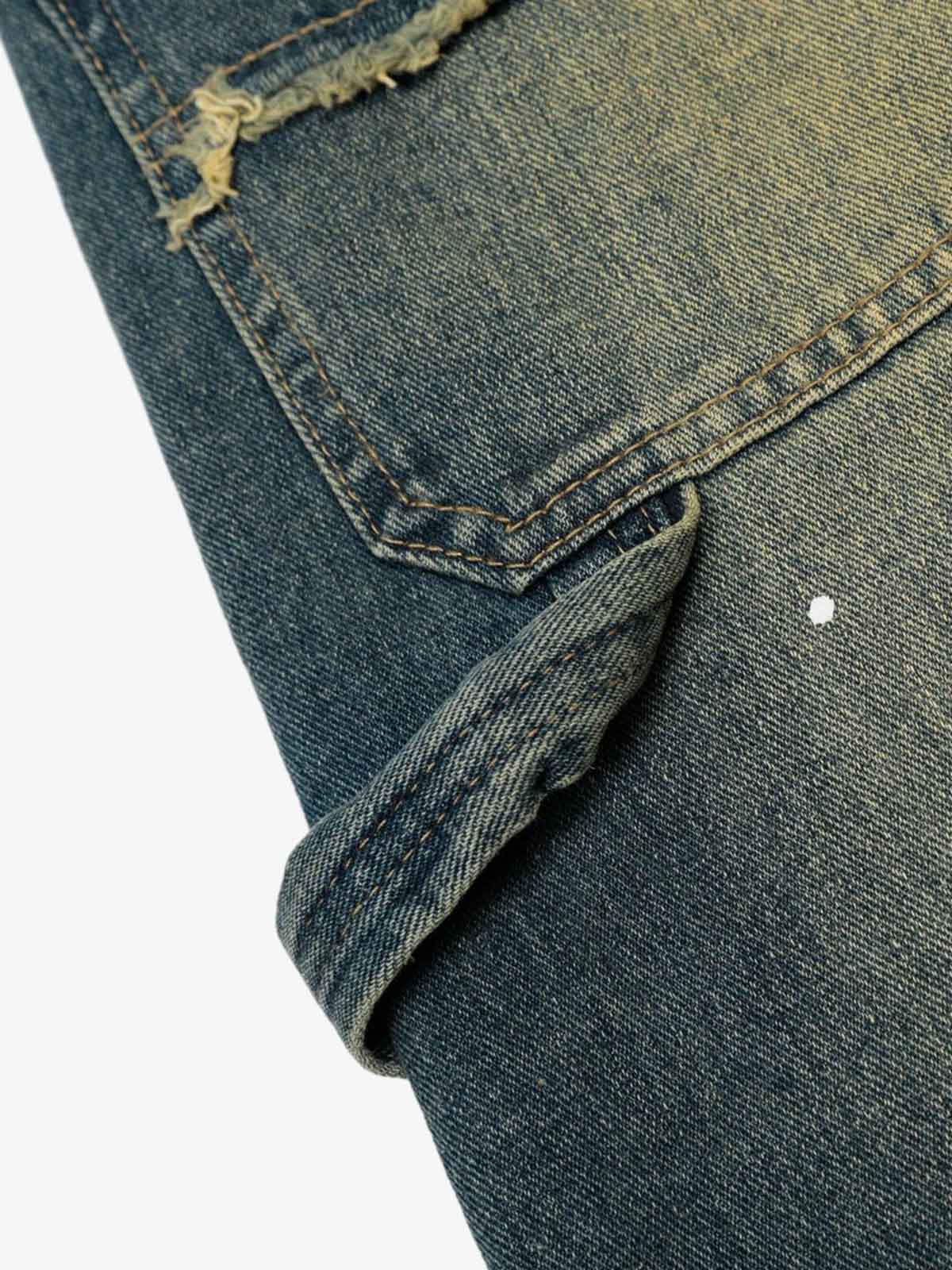 Distressed Denim Jeans with Braided Chain Detail - Perfect for Casual and Streetwear Styles; Blue / S, Blue / M, Blue / L, Blue / XL, Blue / 2XL, Blue / 3XL