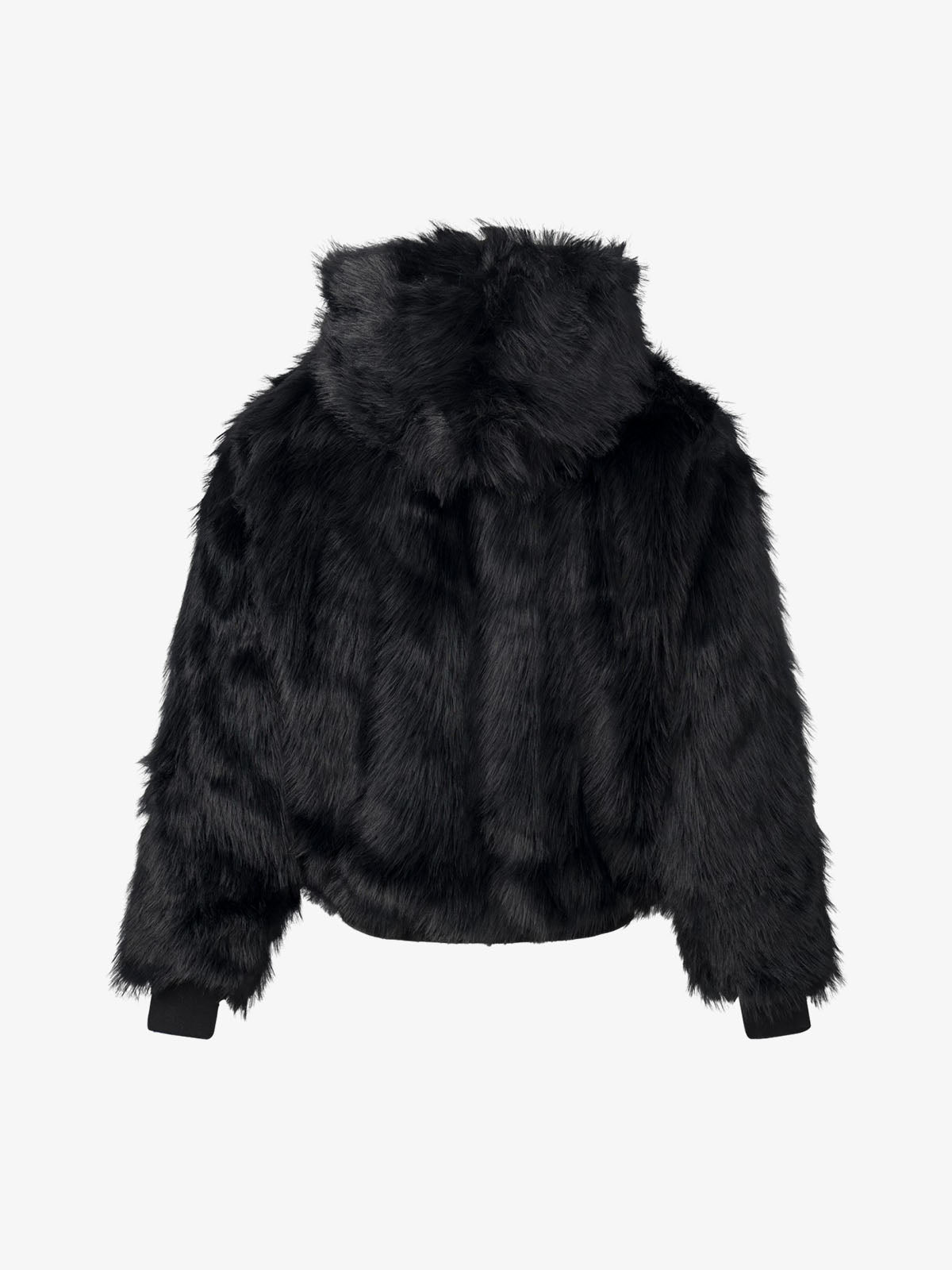 Cross Detail Faux-Fur Coat; Black / M, Black / L, Black / XL
