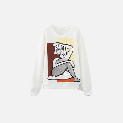 Winter Versatile Embroidered Round Neck Sweatshirt