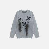 Effortless Ink Splatter Butterfly Long Sleeve Sweater