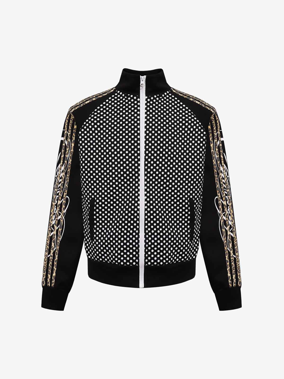 Polka-Dot Script Graphic Jacket; Black / M, Black / L, Black / XL