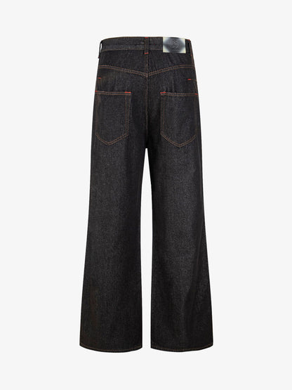 Airplane Buckle Curved Jeans; Black / S, Black / M, Black / L, Black / XL, Black / 2XL