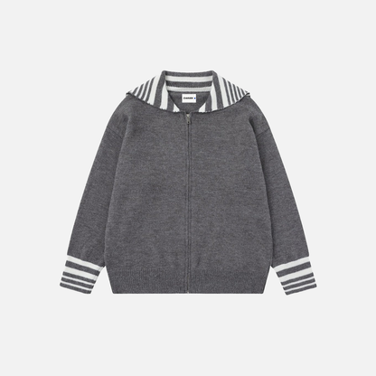 Nautical Striped Loose Casual Zipper Sweater