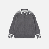 Nautical Striped Loose Casual Zipper Sweater