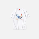 Embroidered Rooster Print Casual T-Shirt