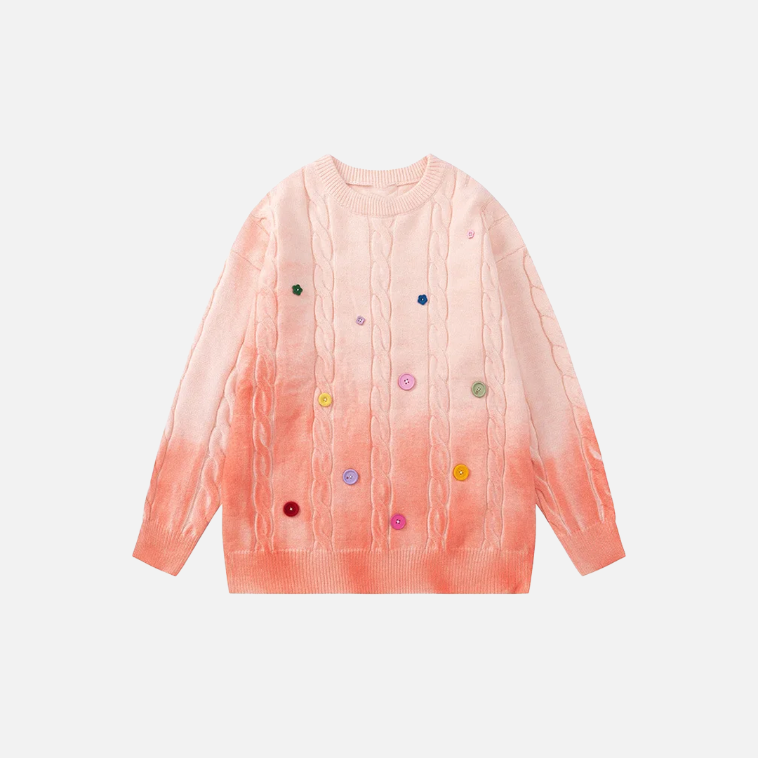 Y2K Colorful Gradient Cable Knit Sweater