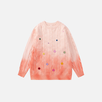 Y2K Colorful Gradient Cable Knit Sweater