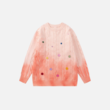 Y2K Colorful Gradient Cable Knit Sweater