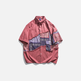 Stylish Patchwork Cashew Pattern Short Sleeve Shirt