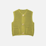 Fashionable American V-Neck Sleeveless Knit Cardigan