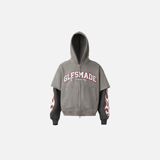 Y2K Fake Two Piece Flame Printed Hooded Sweatshirt