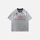 Embroidered Vintage V-Neck Racing Polyester T-Shirt