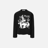 Dark Edgy Vintage Character Print Long-Sleeve T-Shirt