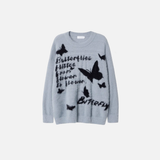 Women Cozy Fuzzy Butterfly Knitted Casual Sweater