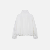 Cozy Soft White High Neck Bomber Jacket