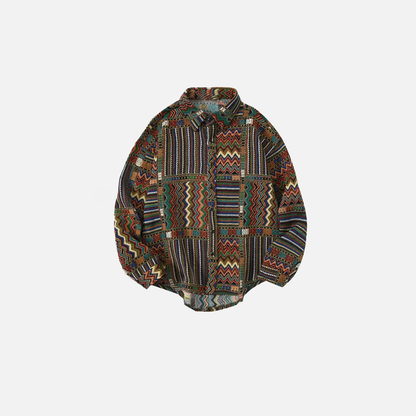 Color Block Geometric Long Sleeve Shirt
