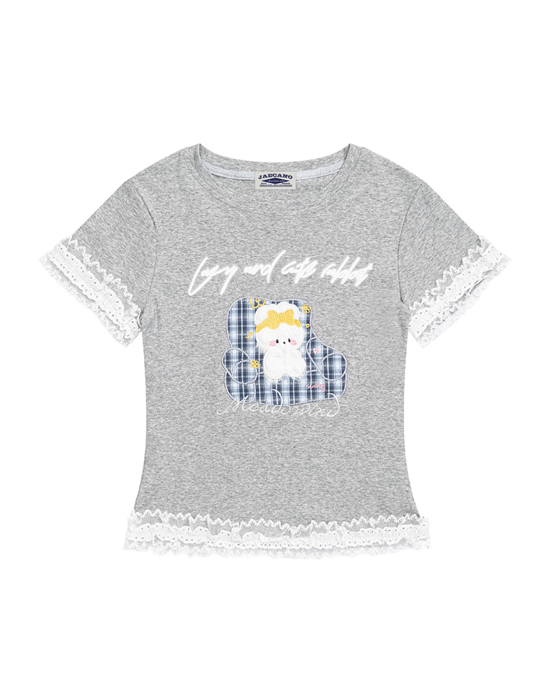 Lace Trim Graphic Baby Tee
