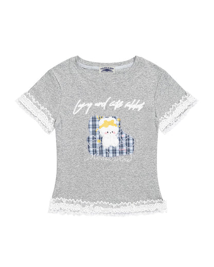 Lace Trim Graphic Baby Tee