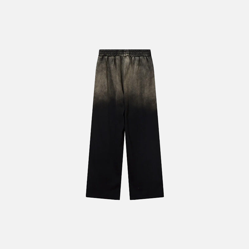 Back view of the black Casual Loose Gradient Jogger Pants in a gray background