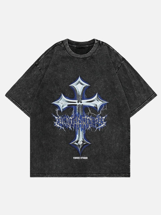 Acid Wash Cross T-Shirt